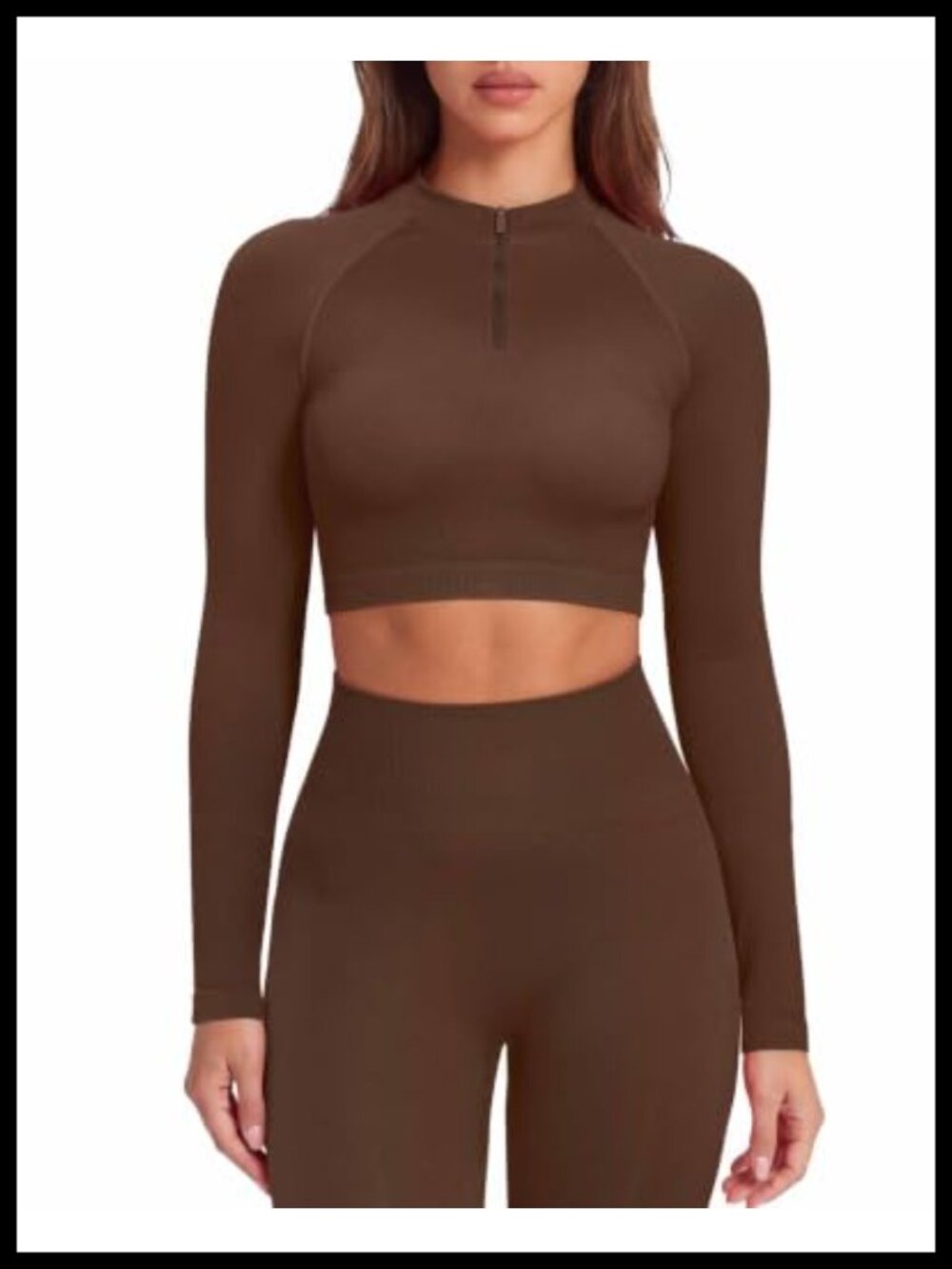 SUUKSESS Women's 2-Piece Seamless Ribbed Workout Set Half-Zip Top Leggings